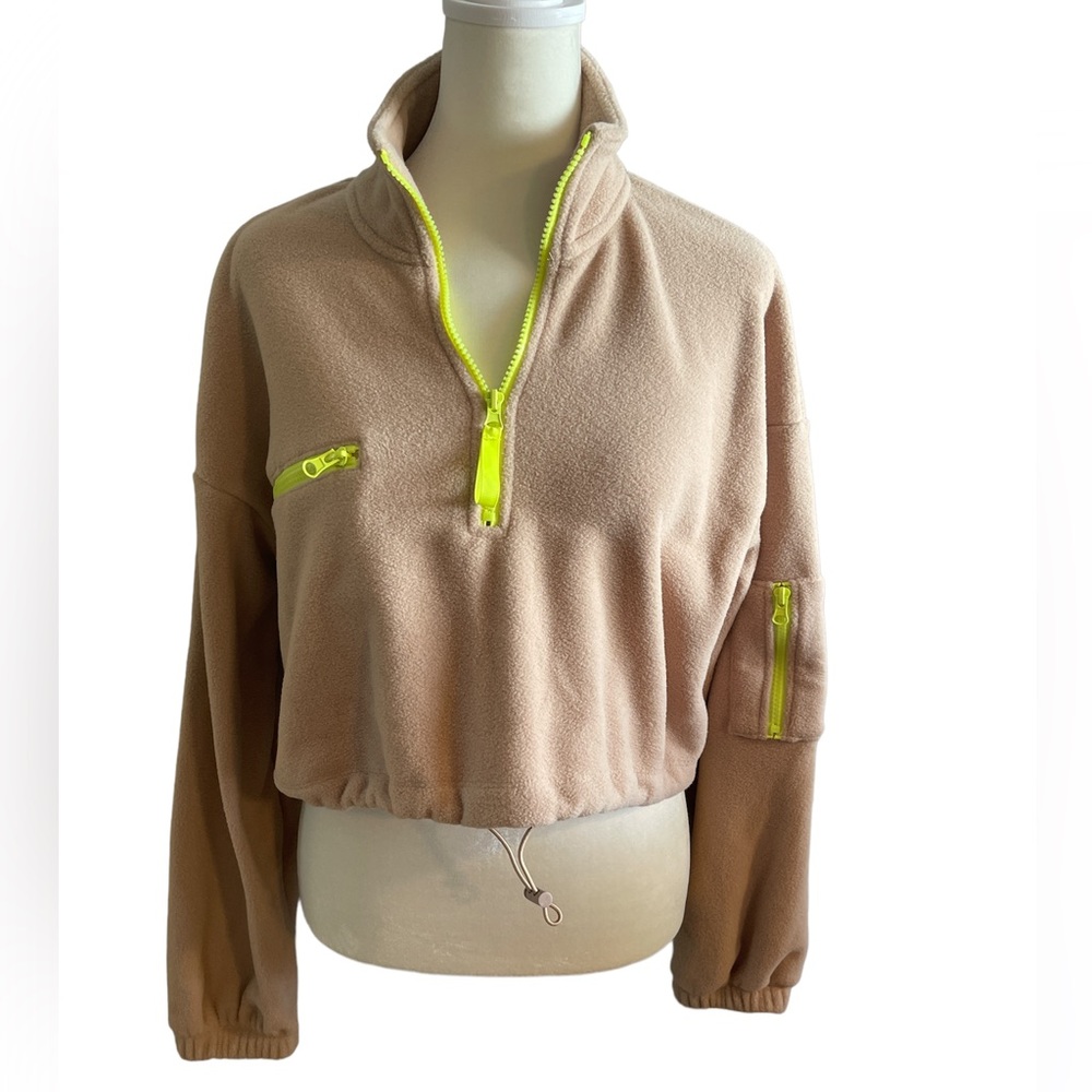 Forever 21  Women's Active Fleece Half Zip Pullover Crop Top Size Small